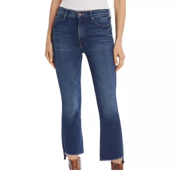 MOTHER Denim - MOTHER Dark Blue Frayed Wide-Leg Jeans